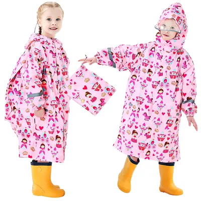 Produktbild von Wasserdichte Regenponcho für Kinder mit Kapuze, 3-12 Jahre