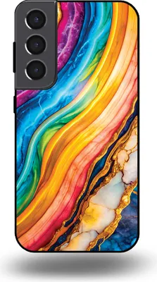 Produktbild von Smartphonica Telefon Fall geeignet für Samsung Galaxy S22 mit Regenbogen Gold Marmor Print - TPU Backcover Fall Regenbogen Gold Marmor Design