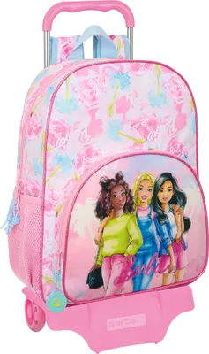 Produktbild von Schulrucksack mit Rädern Barbie Painterly Rosa Himmelsblau 33 x 42 x 14 cm
