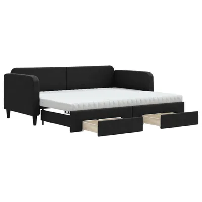 Obrázok produktu pre vidaXL Rozkladacia posteľ so zásuvkami čierna 90x190 cm Látka