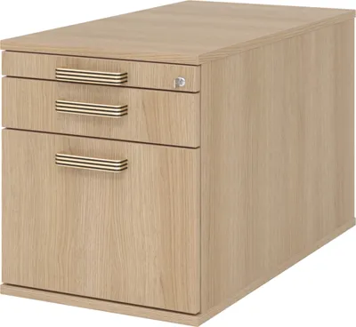 Produktbild von bümö office Rollcontainer - mit Hängeregistratur - Griff: Streifengriff (Kunststoff), Nachbildung: Eiche
