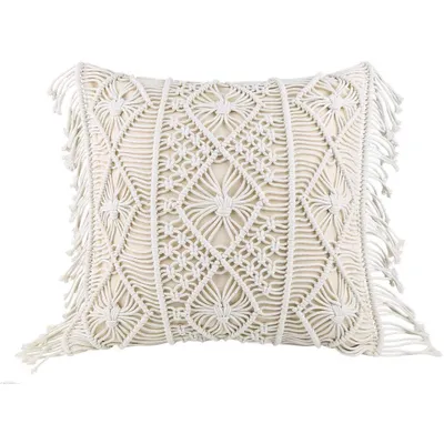 Produktbild von Sofakissen Makramee Kissenbezug Kissenhülle Weicher Dekorative für Sofa Kissen 45 * 45 cm Lendenkissen Bettkissenbezug Schlafzimmer Dekokissen Baumwolle Beige