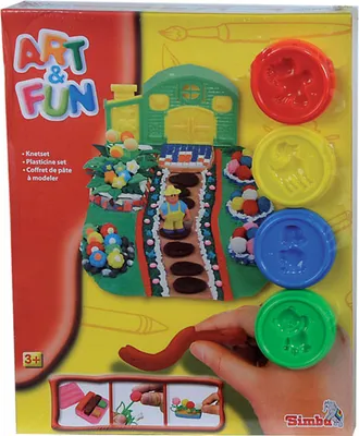 Produktbild von Simba Art & Fun Knete Set Tankstelle Racing Auto Garten Blumen Kinder Spielzeug , Modell / Charakter:Tankstelle
