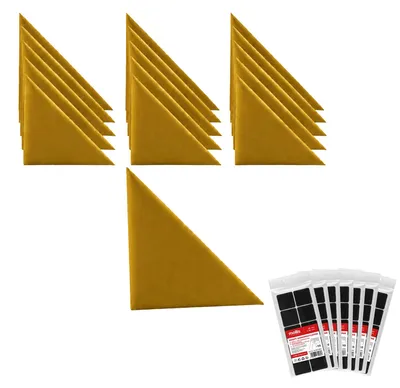 Immagine prodotto di Set di pannelli imbottiti STEGU, 16 triangoli, 30x30 cm, inclusi i laccetti a strappo, per la testata del letto, colore giallo