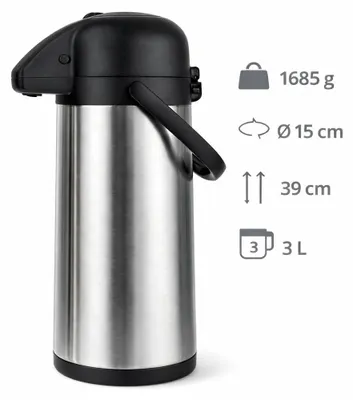 Produktbild von Airpot 3 Ltr aus Edelstahl Maße: ca. Ø 15 x H 39,2cm