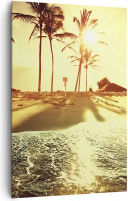 Produktbild von Bild auf Leinwand - Leinwandbild - Einteilig - Strand Meer Palme - 80x120cm - Wand Bild - Wanddeko - Wandbilder - Leinwanddruck - Wanddekoration - Leinwand bilder - Wandbild - PA80x120-3609