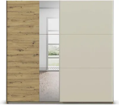 Produktbild von Rauch Schwebetürenschrank MONZA Eiche Artisan Holznachbildung Champagner mit Teilspiegelfront
