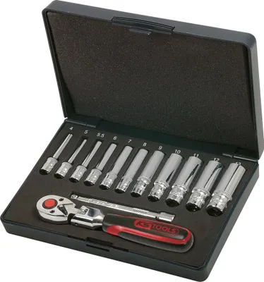 Produktbild von KS Tools 1/4 CHROMEplus Steckschlüssel-Satz, 13-tlg