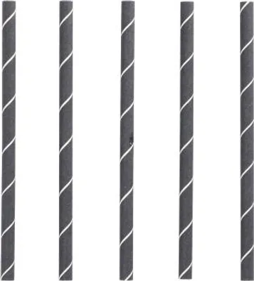 Produktbild von Cocktail Trinkhalme, Papier Ø 7 mm · 15 cm schwarz/weiss "Stripes"