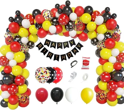 Produktbild von Aufblasbares Partyzubehör Micky Mouse Thema Geburtstag Deko-Maus Ballon GirlandeHappy Birthday Ballons,Dekoration für Kindergeburtstag,Party Supplies