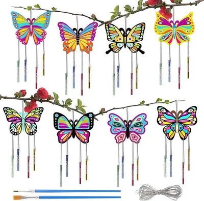 Immagine prodotto di Set fai da te per campanellino eolico a forma di uccellino in legno, ideale per feste di compleanno per bambini e decorazioni da giardino, 43 pezzi