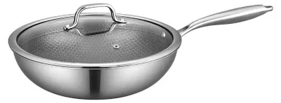 Image de Poêle wok Swiss Haus-Zermatt, acier inoxydable à 3 couches, 30x9 cm, 4.8 L, argenté