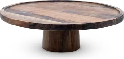 Produktbild von 1.04 Tischpodest rund aus Akazie - ca. Ø 30 x 9 cm - Holz Deko Tablett auf Fuß