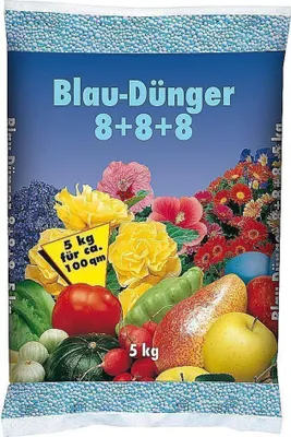 Produktbild von Blauer Granulat Dünger 5kg, EG-Düngemittel 8+8+8 für alle Gartenkulturen