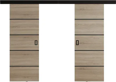 Produktbild von KIER FURNITURE Schiebetür Komplettset WERDI PLUS DUO Sliding Door, Raumteiler Schiebetür Eiche Sonoma 152x205x1,6 cm