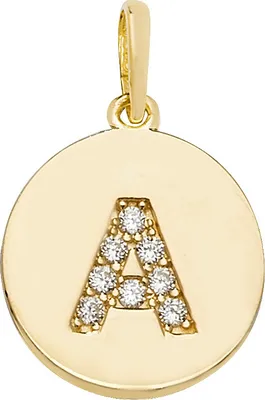 Produktbild von Atemberaubender 9 Karat (375) Gold Buchstaben / Initiale Damen - Anhänger mit Zirkonia - 18mm*12mm; TRS35326LTA