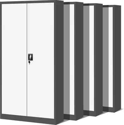 Produktbild von 4er Set Aktenschrank C001H Büroschrank Metallschrank Stahlschrank Werkzeugschrank Stahlblech Pulverbeschichtet Flügeltürschrank Abschließbar 195 cm x 90 cm x 40 cm (anthrazit/weiß)