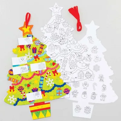 Obrázek produktu pro Barevný adventní kalendář ve tvaru vánočního stromku - balení po 5 kusech - Kreativní adventní kalendáře pro děti