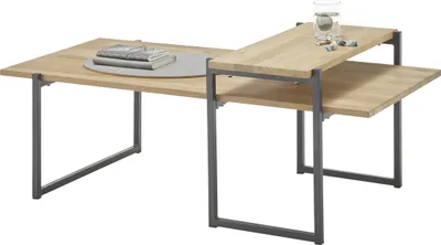 Produktbild von Couchtisch >Elliot< in Eiche, Metall schwarz - 118x48x64cm (BxHxT)