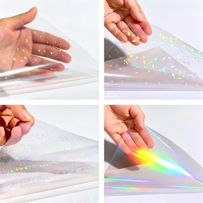 Imagen del producto de Película laminadora holográfica autoadhesiva, 20 hojas tamaño A4, resistente al agua, para proyectos de manualidades