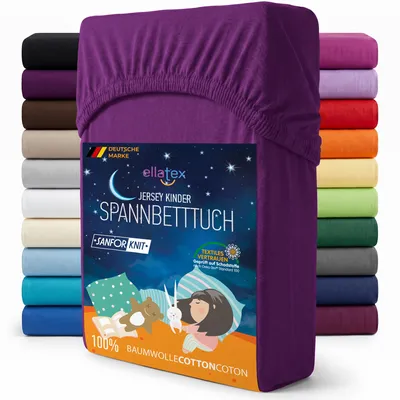 Produktbild von EllaTex Jersey Kinder Spannbettlaken 70x140 Baumwolle – weich & atmungsaktiv, Spannbetttuch für Babybett, in Farbe: Orchidee