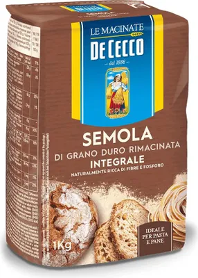 Produktbild von De Cecco Semola di Grano Duro Integrale Vollkorn Hartweizengrieß 1Kg ideal für Pasta und Brot