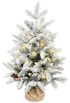 Obrázek produktu pro Mini vánoční stromek o výšce 60 cm s 35 LED světýlky, efektem sněhu, mini stolní vánoční stromek s kuřatky, umělý vánoční stromek pro vánoční dekorace