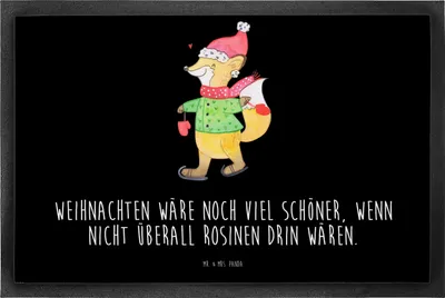 Produktbild von Mr. & Mrs. Panda fußmatte Fuchs  Schlittschuhe 50 x 75 cm - Schwarz - Geschenk, Heiligabend, Weihnachtsmann, Weihnachtsbaum, Türvorleger, Winter, Schmutzmatte, Tannenbaum