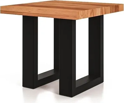 Produktbild von Beistelltisch Leeds aus Kernbuche massiv 50x50x45 mit Metallfußgestell Schwarz