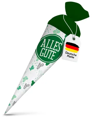 Produktbild von itenga Geschwister Schultüte 35cm "Kaktus" mit Aufkleber "Alles Gute"
