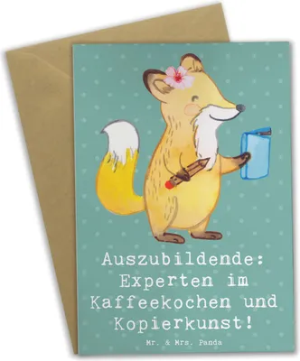Produktbild von Mr. & Mrs. Panda babykarte Auszubildende Kaffeekünstler - Meeresbrise - Geschenk, weihnachtskarten, Berufsausbildung, Lehrjahre, glückwunschkarten, Berufsalltag, Beruf