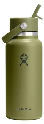 Image de Bouteille HYDRO FLASK 32 oz avec bouchon à paille Wide Flex, verte, 946 ml