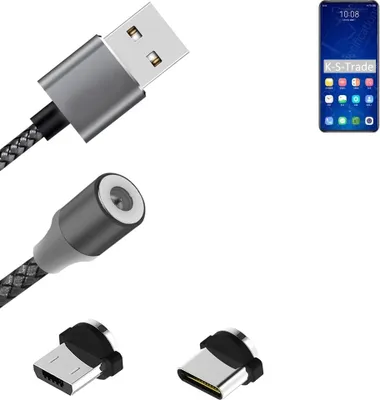 Produktbild von K-S-Trade Hochwertiges Magnet-Lade-kabel Sync-Kabel Daten-Kabel für ZTE Axon 31 5G mit USB-Typ-C-Anschluss und Micro-USB-Anschluss 2A bis zu 480mbps