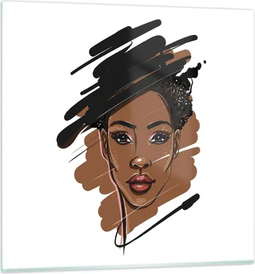 Produktbild von Bilder auf glas - Einteilig - Afrikanisch Modern Porträt - 30x30cm - Glasbilder - Wandbilder - Bilder - zum Aufhängen bereit - Wanddekoration aus Glas - Glas Bilder - Wandbild auf Glas - GAC30x30-4646
