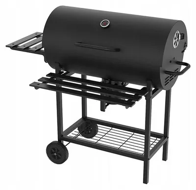 Imagen del producto de Gran parrilla de carbón para jardín (BBQ) con depósito para cenizas, termómetro, 3 rejillas y ruedas (KY740A-1)