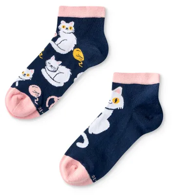 Produktbild von Dedoles Jungen und Mädchen Sneaker-Socken Kätzchen Knöchelsocken Uni Kinder , Größe:23-26