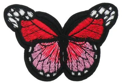 Produktbild von 3 Aufbügler Schmetterling bestickt 43x29mm, Aufnäher, Zier-Applikation, Farbwahl, Farbe:rot