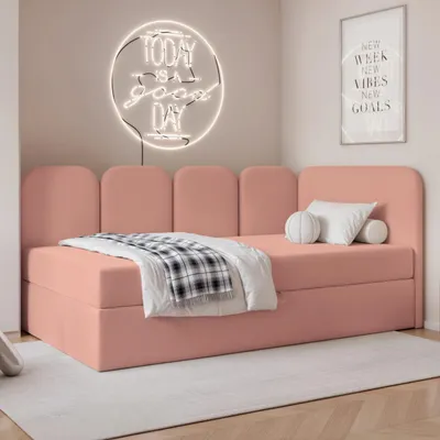 Produktbild von Jugendbett FINO 120x200 Rechts Bettkasten Bonellmatratze Rosa Velours