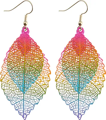 Produktbild von 1 Paar baumelnde Ohrringe im Vintage-Stil, Boho, lange Fransen, ausgehöhlt, bunt, dekorativ, Geburtstagsgeschenk, Damen, doppellagig, Blatt-Anhänger, Haken-Ohrringe, Schmuckzubehör-Mehrfarbig
