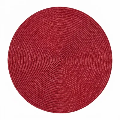 Produktbild von Platzset Rund Ø 38 cm Abwaschbar Tischset Platzmatte in Bast-Optik Platzdeckchen Tisch Untersetzer Rot
