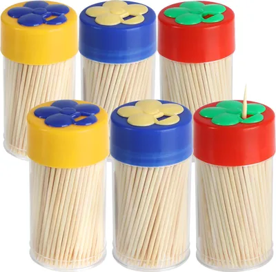 Produktbild von COM-FOUR® 900x Zahnstocher aus Holz - 6 Dosen mit je 150 Zahnhölzern für den täglichen Gebrauch - Toothpicks - hölzerne Zahnstecher - 6,5 cm