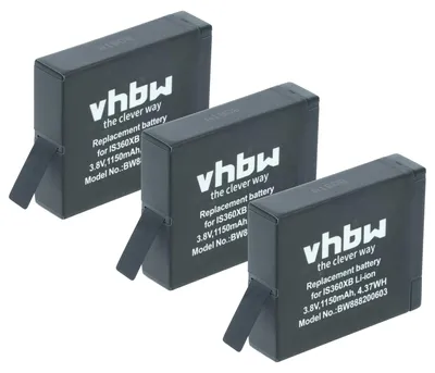 Produktbild von vhbw 3x Akku kompatibel mit Insta360 One X Kamera (1150 mAh, 3,8 V, Li-Ion)