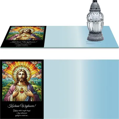 Zdjęcie produktu dla Szklana Podstawka Pod Znicze Z Lustra 50 Wzorów Z Dedykacją 60X30Cm