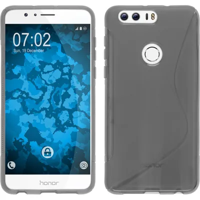 Produktbild von PhoneNatic Case kompatibel mit Huawei Honor 8 - grau Silikon Hülle S-Style + 2 Schutzfolien