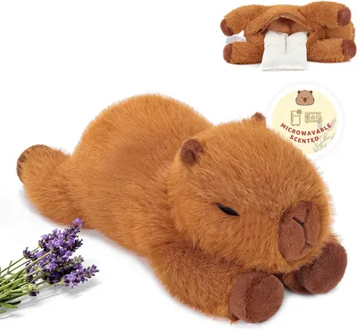 Obrázok produktu pre Hrejivý vankúš plyšová hračka kapybara 30 cm, vyberateľný, hnedý, plyš, pre deti
