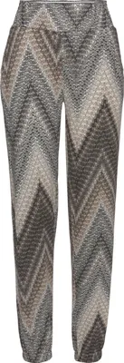 Produktbild von LASCANA Jerseyhose aus angenehmer, leichter Viskose für den Sommer, Schlupfhose schwarz-braun-creme bedruckt Größe 36