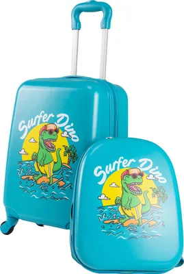 Produktbild von GOPLUS 2 TLG Kinderkoffer mit Rucksack, Kindertrolley mit Rollen, Teleskopgriff, Leichter Kinder Koffer mit Handgepäck, Türkis