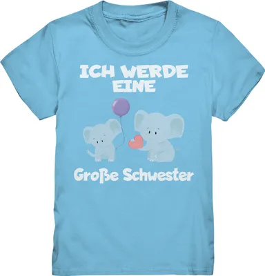 Produktbild von Große Schwester T-Shirt Elefanten Große Schwester Geschenk – Sky Blue / 152/164 (12-14)