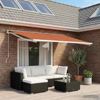 Image de vidaXL Tissu de remplacement pour store, orange et marron, 350 x 200 cm, polyester