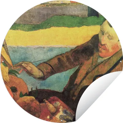 Produktbild von MuchoWow® Gartenposter Outdoor-Poster Rund Der Sonnenblumenmaler - Vincent van Gogh Ø 150 cm Gartendeko Rundes Poster draußen